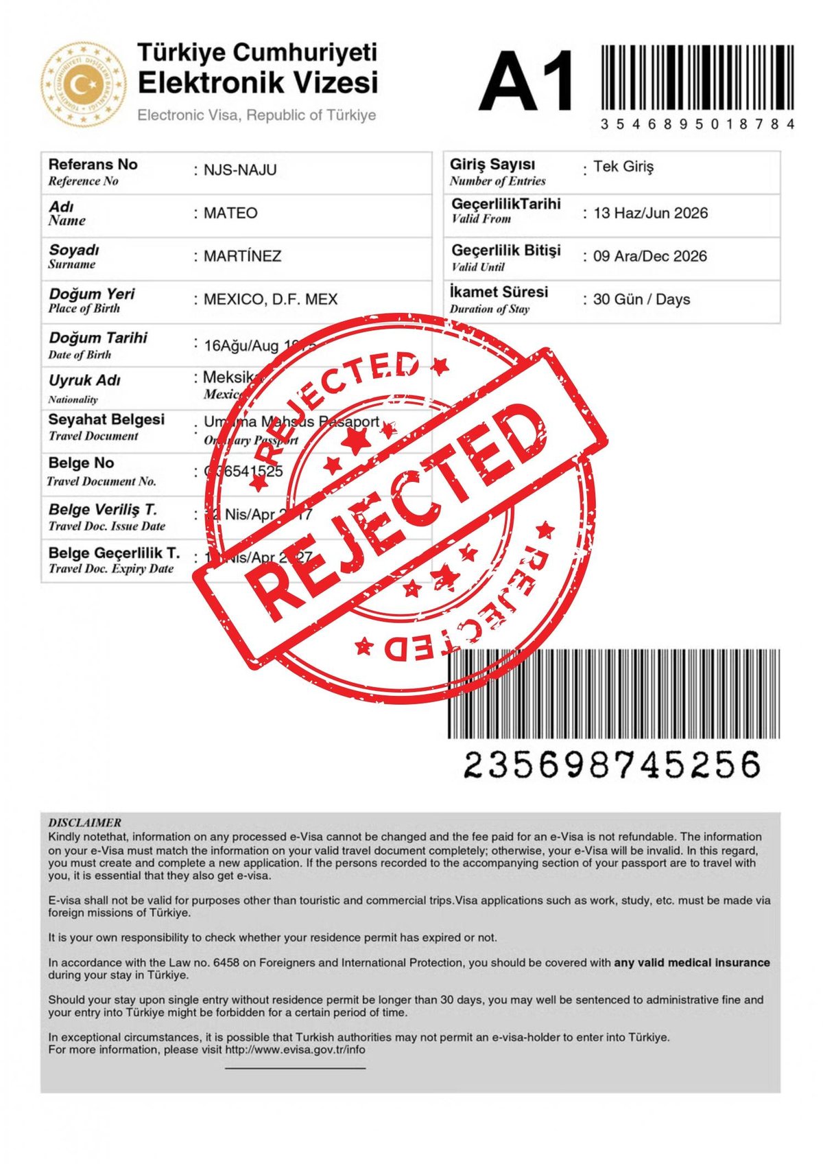 Turkey eVisa Expired