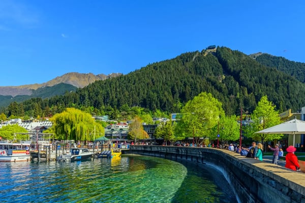 view of the city embankment queenstown new zealand copy space for text 
