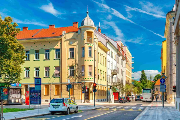 A street in the historical city center of Ljubljana