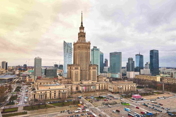 Aerial view Palace of Culture and Science
