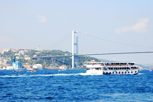 Bosphorus Bridge and ship in Istanbul