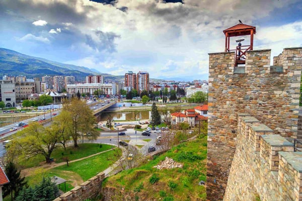Cityscape view of Skopje from Kale fortress