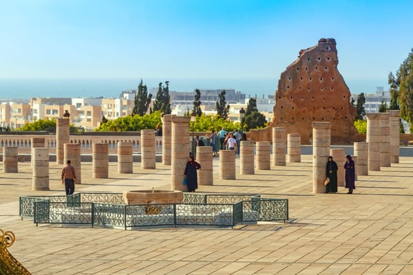  Columns of the incomplete mosque next to the Hassan Toer 