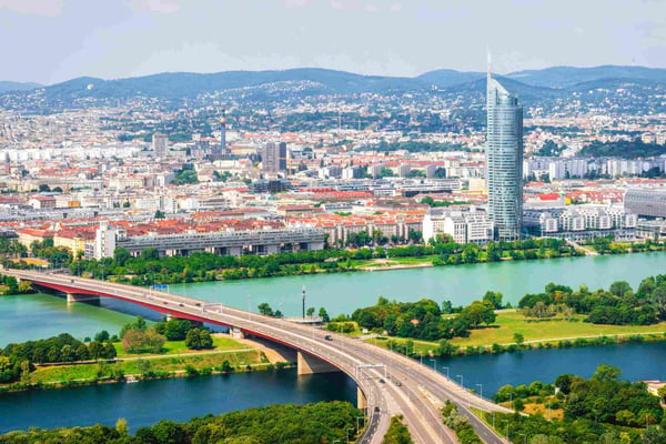 Danube river and New Danube canal
