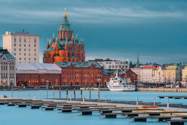 Kanavaranta Street With Uspenski Cathedral In Winter