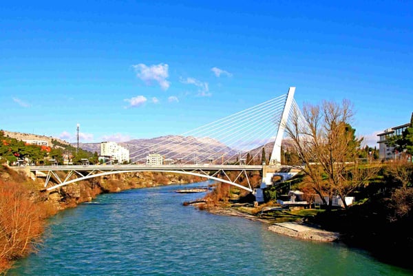 Millenium bridge over river Moraca in Podgorica