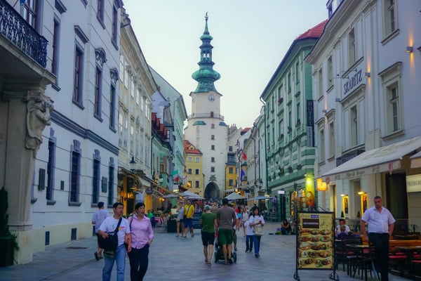 Old city architecture and city life in Bratislava