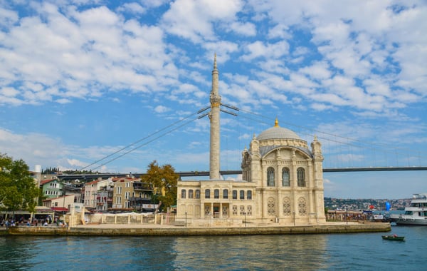  Ortakoy mosque and Bosphorus bridge in Besiktas 