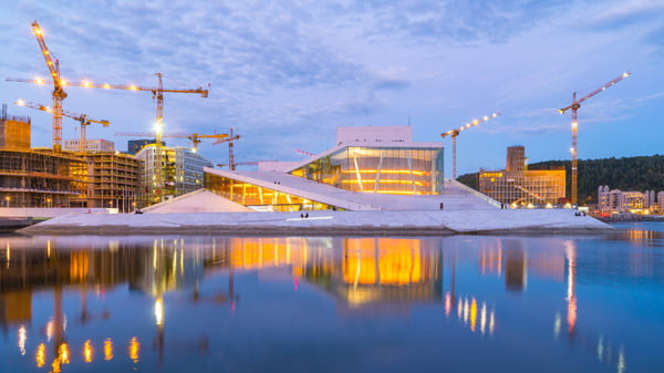 Oslo Opera House at night in Oslo city
