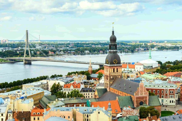 Panorama of the city of Riga Latvia
