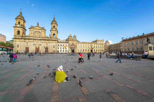 Plaza de Bolivar in the center of Bogota 