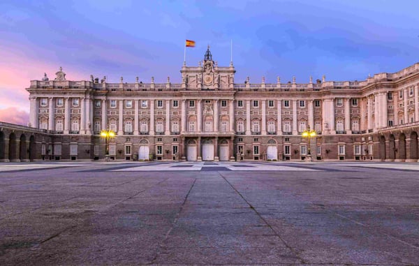 Royal Palace of Madrid at dusk Spain