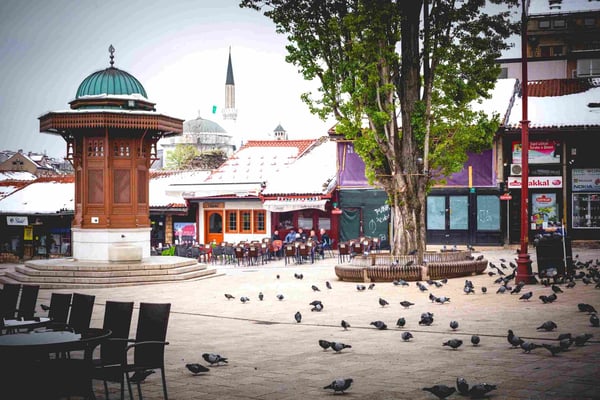 Sebilj wooden fountain in Old Town Sarajevo