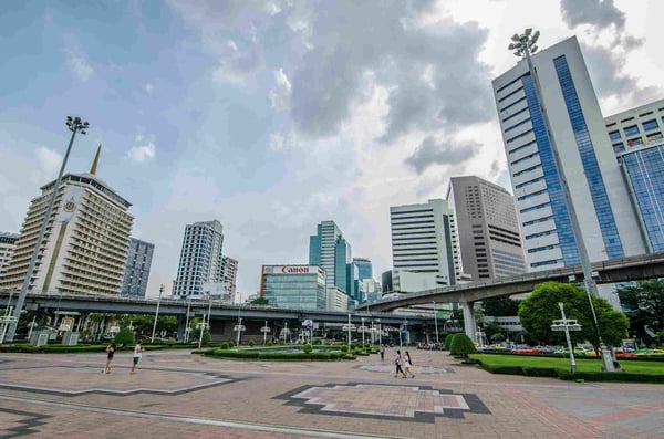 Silom Road from Lumphini Park 