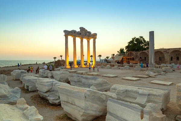Temple of Apollo in Side at sunset 