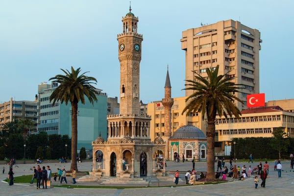 The historic Izmir Clock Tower at Konak Square