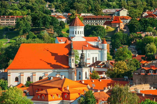 View Of cathedrals in Vilnius Lithuania