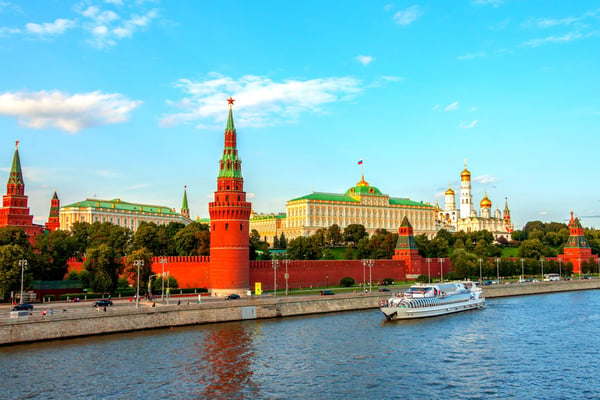 View of Moscow Kremlin against Bolshoy Kamenny Bridge