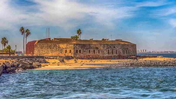 View of island Goree with fort and Dakar city