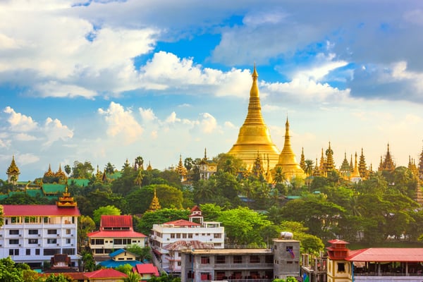  Yangon Myanmar skyline with Shwedagon Pagoda 