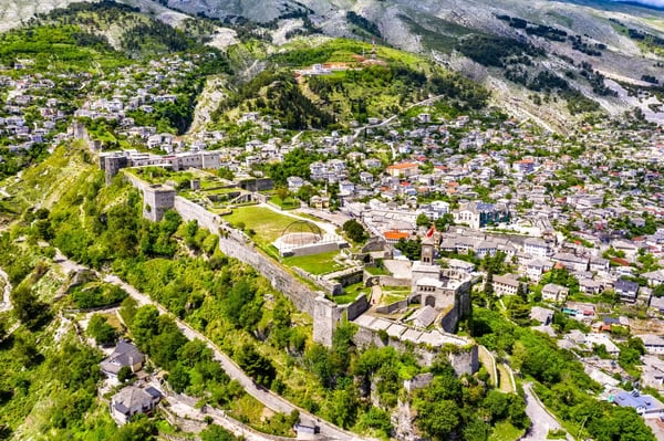 aerial view of fortress in