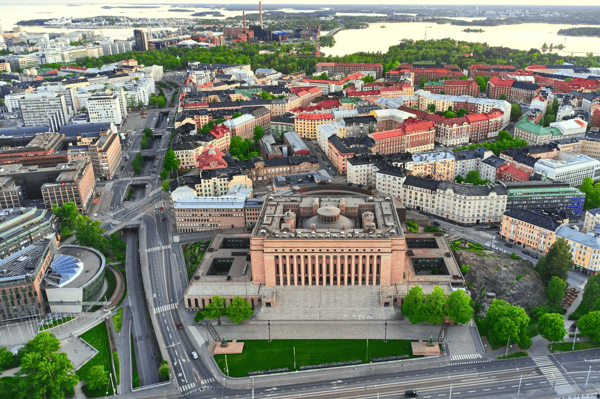 aerial view of parliament of finland in helsinki