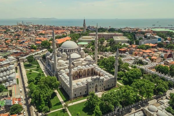 aerial view of suleymaniye mosque turkish