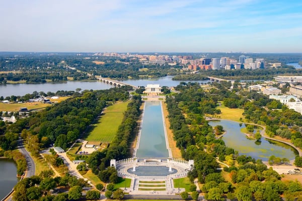 aerial view of the abraham lincoln memorial washington dc usa