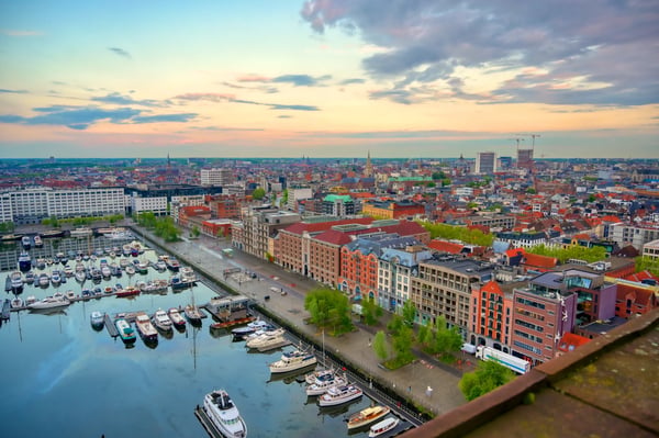 aerial view of the port of antwerp in antwerp belgium
