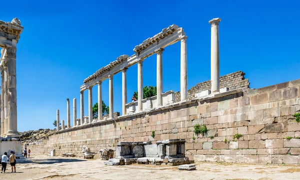 agora in the ruins of the ancient greek city pergamon in turkey