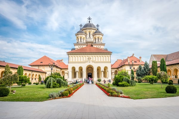 alba lulia romania people are visiting orthodox cathedral in alba iulia romania