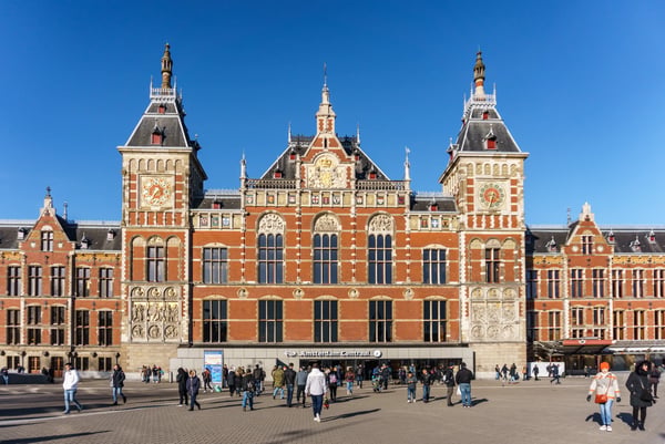 amsterdam netherlands view from the street on gothic renaissance style amsterdam