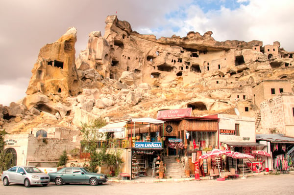 ancient castle of cavusin near goreme in cappadocia turkey 