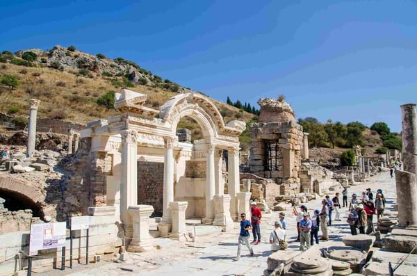 ancient city ruins in sunny day 