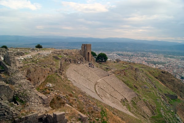 ancient theatre on the slope acropolis pergam