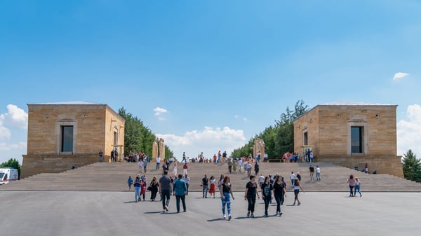 anitkabir mausoleum of ataturk with people visiting the great leader ataturk in his grave
