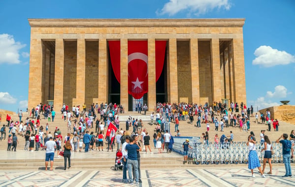 ankara turkey anitkabir mausoleum of ataturk with people