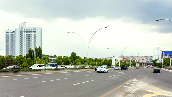 ankara turkey panoramic view of mevlana boulevard in ankara city in overcast day ankara