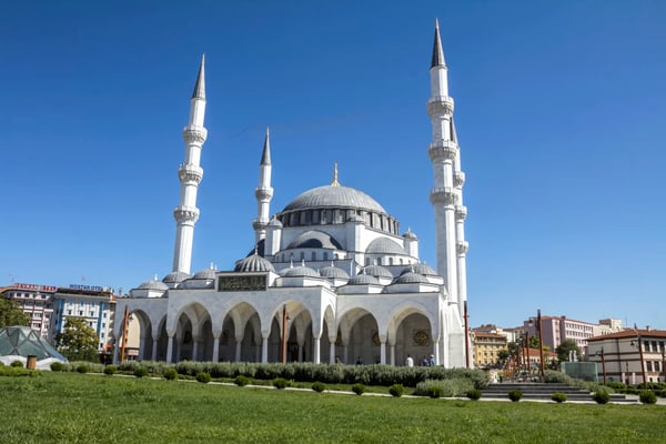ankara turkey view of ulus melike hatun mosque newly constructed mosque opened to public in turkey
