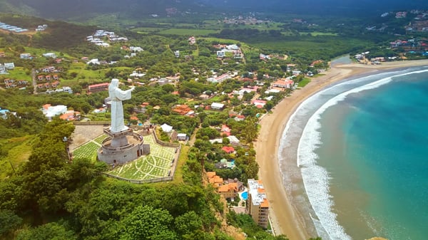 arial cityscape of san juan del sur in nicaragua