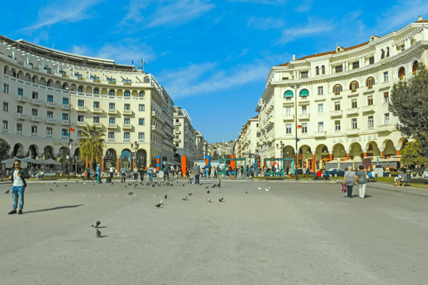 aristotelous square in the center of city of thessaloniki