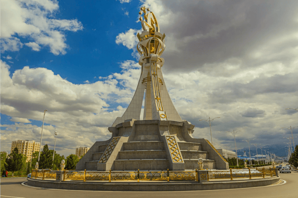 ashgabat turkmenistan monument on a roundabout in ashgabat capital of turkmenistan