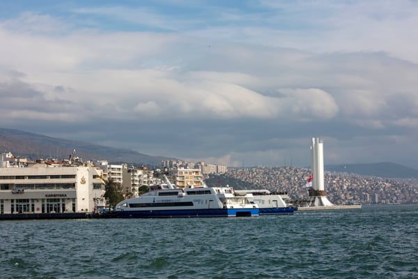 ataturk statue in karsiyaka coatline of izmir city 