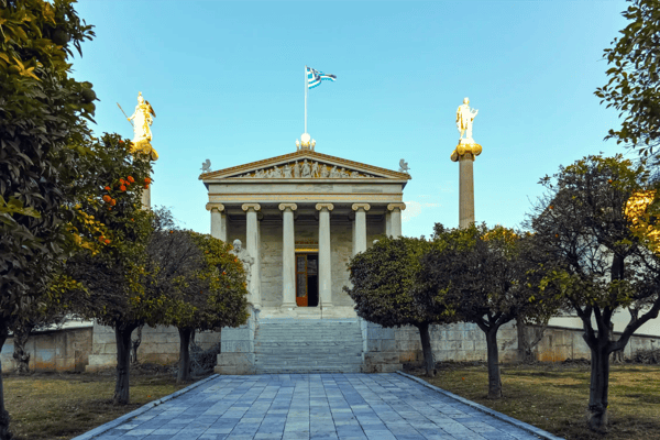 athens greece panoramic view of academy of athens attica greece