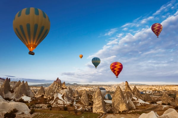 balloon flying over cappadocia region