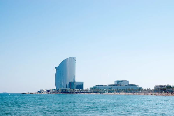barcelona spain general view of the coast of barcelona spain