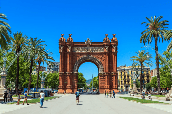 barcelona spain triumph arch of barcelona in a beautiful summer day catalonia spain