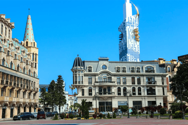 batumi adjara georgia  europe square in batumi cityscape with modern architecture 
