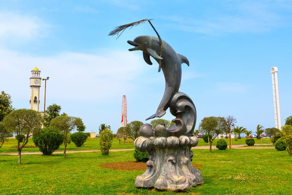 batumi georgia city panoramic landscape with ch acha tower ferris wheel and dolphin 