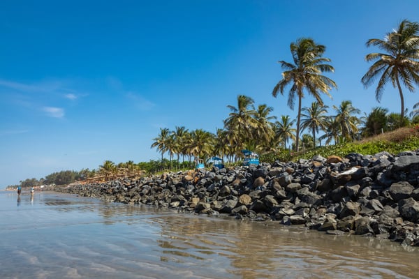 beach near the senegambia hotel strip in the gambia west africa